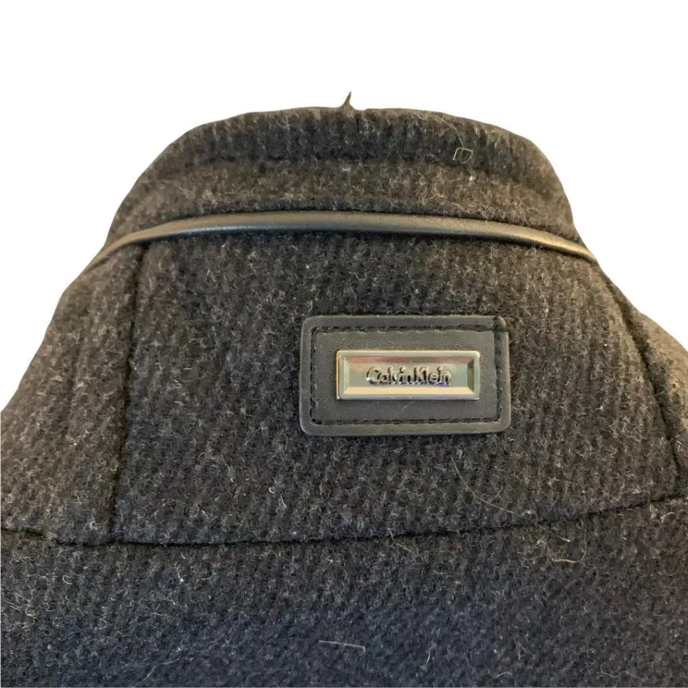 Calvin Klein Men's Dark Charcoal Black Wool Coat Jacket Size Small - Picture 5 of 14